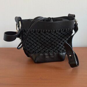 Rebecca Minkoff Black Macrame Leather Bucket Bag
